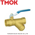 brass color long handle filter ball valve